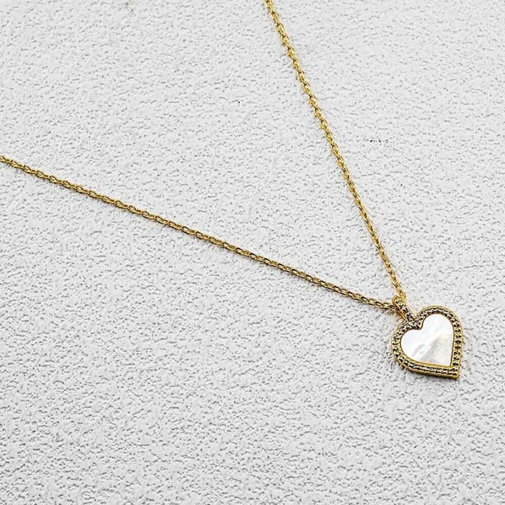 kate spade Gold Heart Pendant Necklace with Mother-of-Pearl Inlay